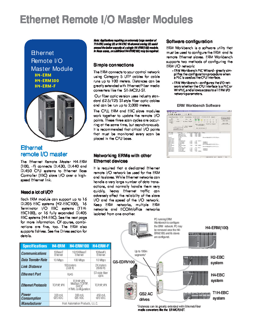 First Page Image of H4-ERM-F Ethernet Remote IO Master Modules Data Sheet.pdf
